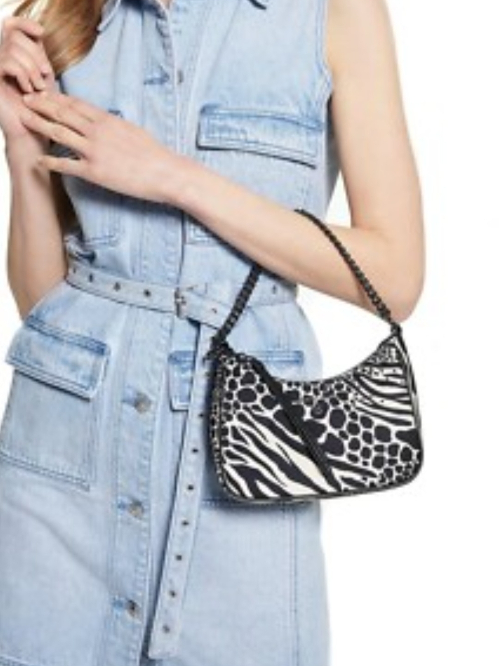 Black & White Animal Print Shoulder Bag - Womens Michael Kors Jet Set Collection